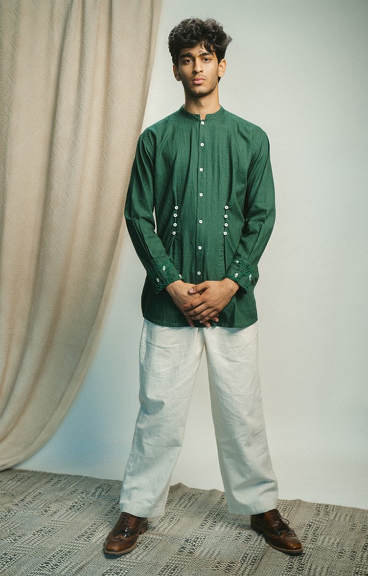 Lafaani | Men's Green Cotton Casual Shirts