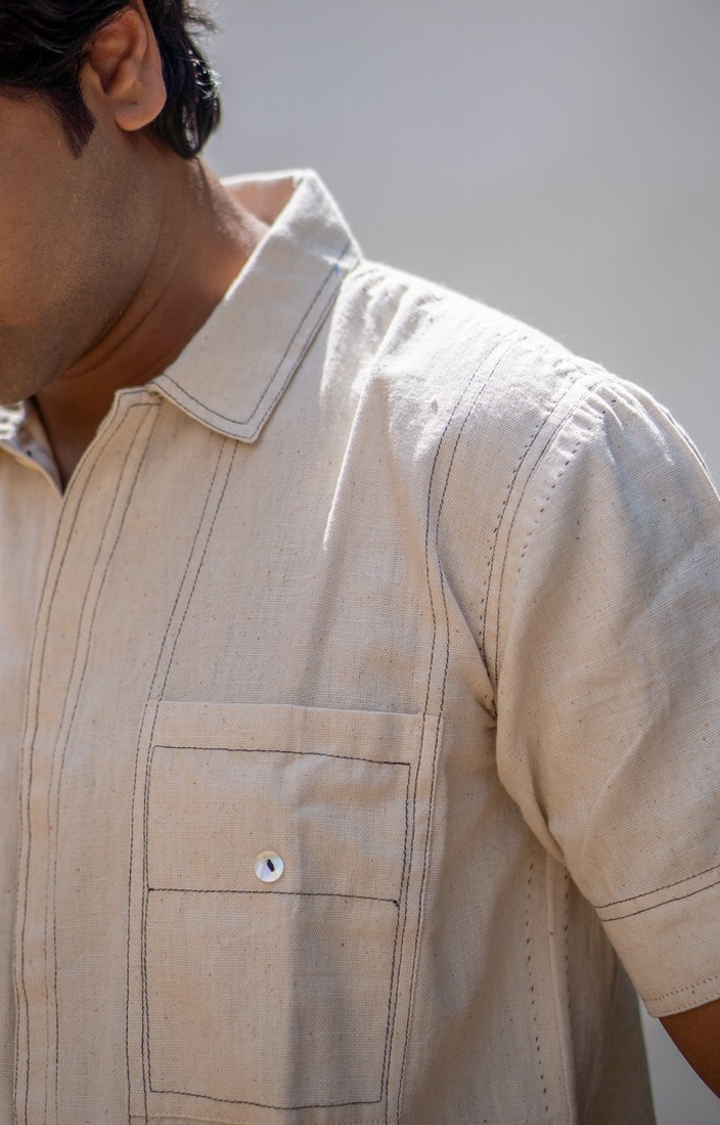 Men's Beige Cotton Casual Shirts