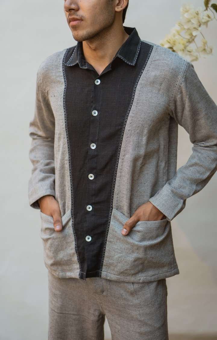 Men's Grey Cotton Casual Shirts