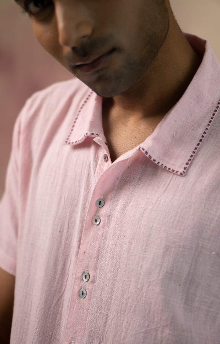 Men's Pink Cotton Casual Shirts