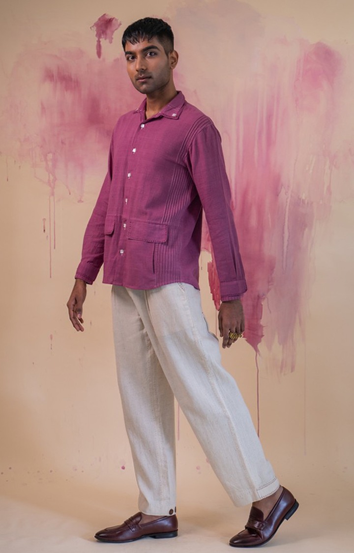 Men's Pink Cotton Casual Shirts