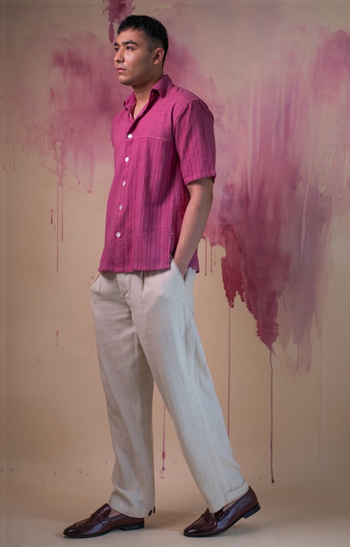 Men's Pink Cotton Casual Shirts