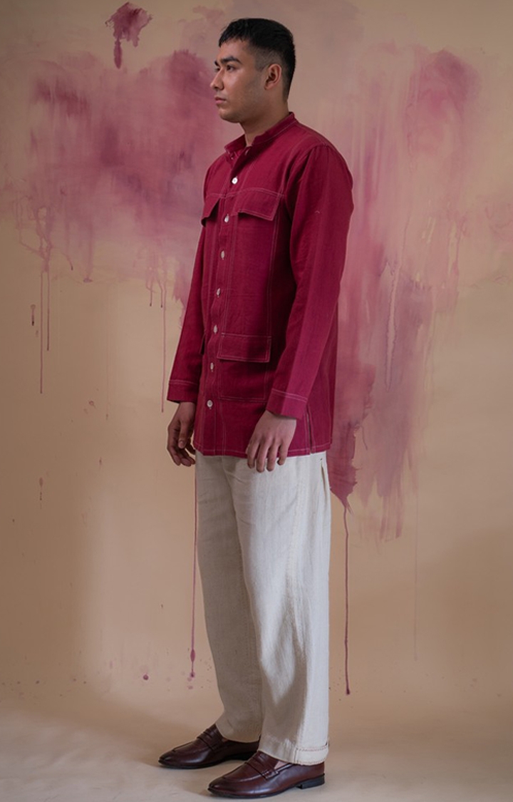 Men's Red Cotton Casual Shirts