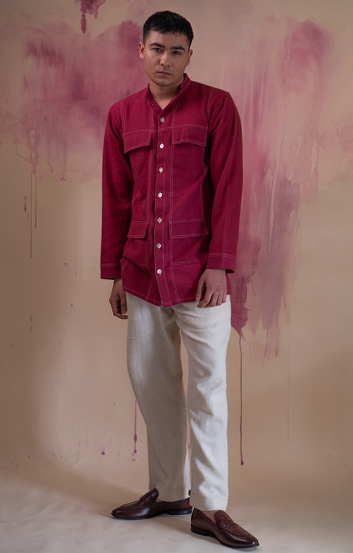 Lafaani | Men's Red Cotton Casual Shirts