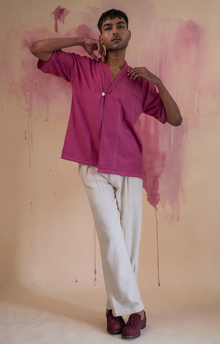 Men's Pink Cotton Casual Shirts