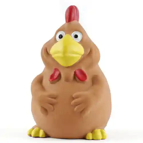 Barkbutler Fofos Latex Bi Rooster Squeaky Toy for Dogs (Brown)