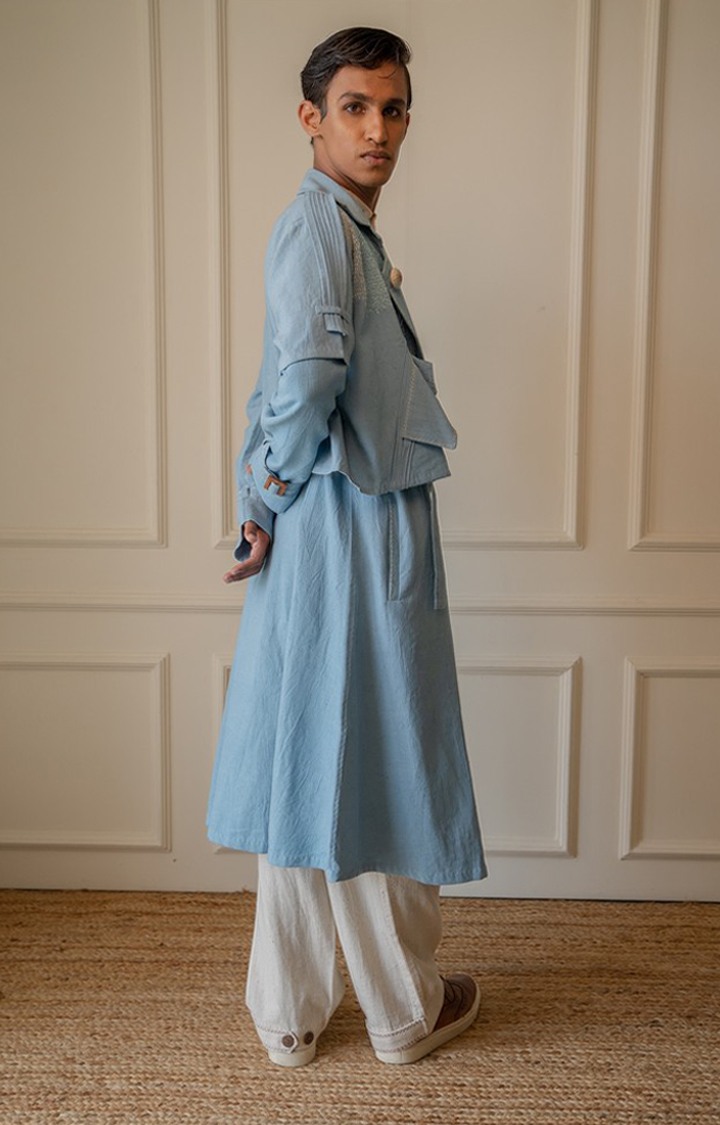 Unisex Sky Blue Cotton Coat