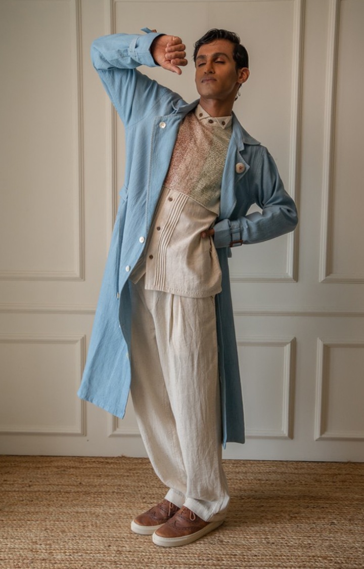 Unisex Sky Blue Cotton Coat