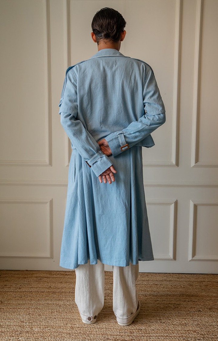 Unisex Sky Blue Cotton Coat