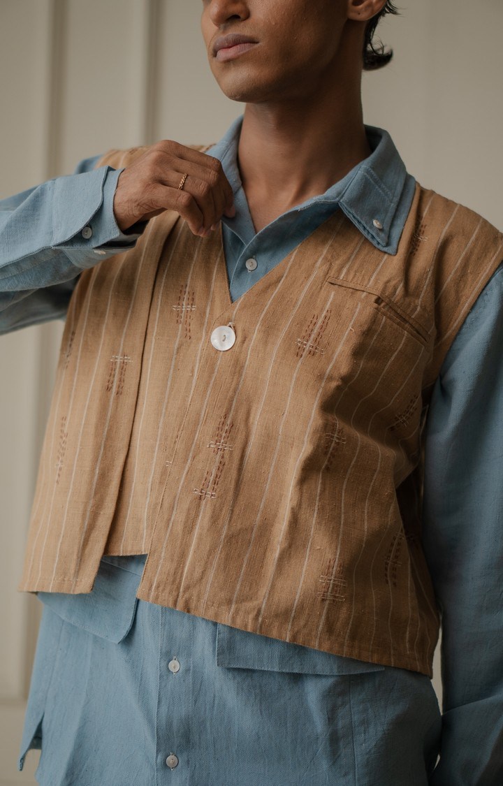 Unisex Brown Cotton Waistcoats