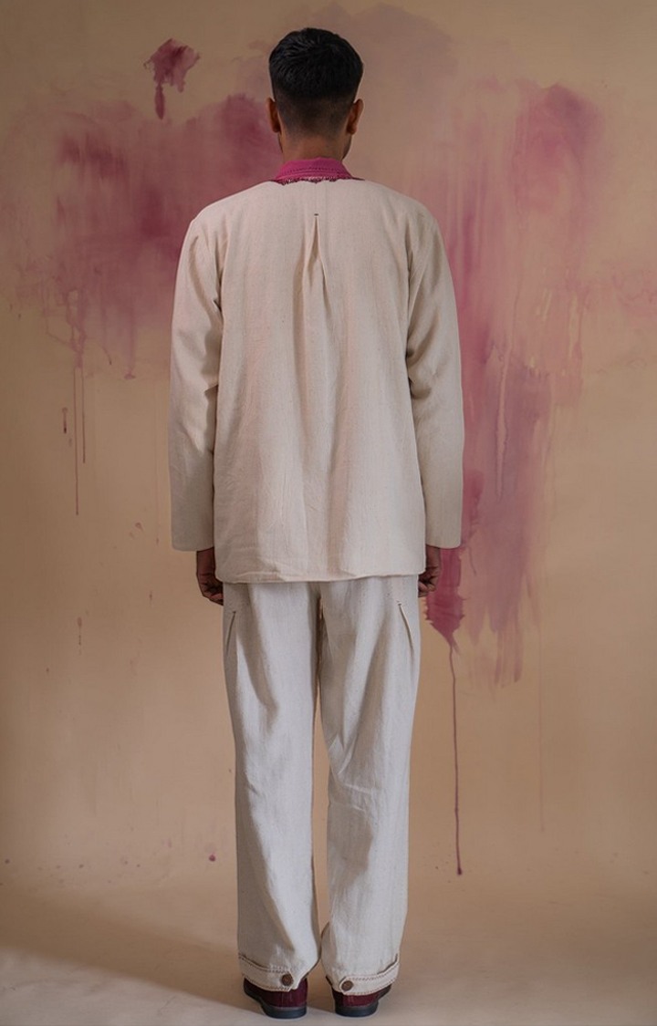 Unisex White Cotton Front Open Jackets