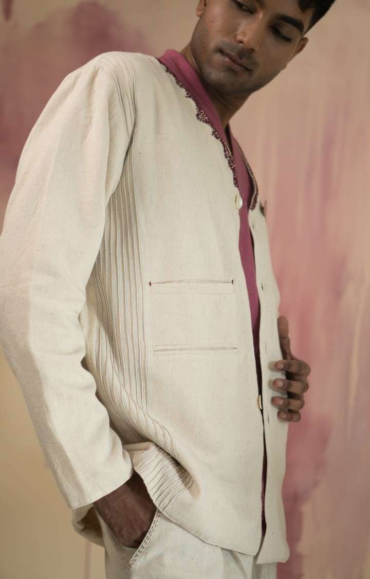 Unisex White Cotton Front Open Jackets