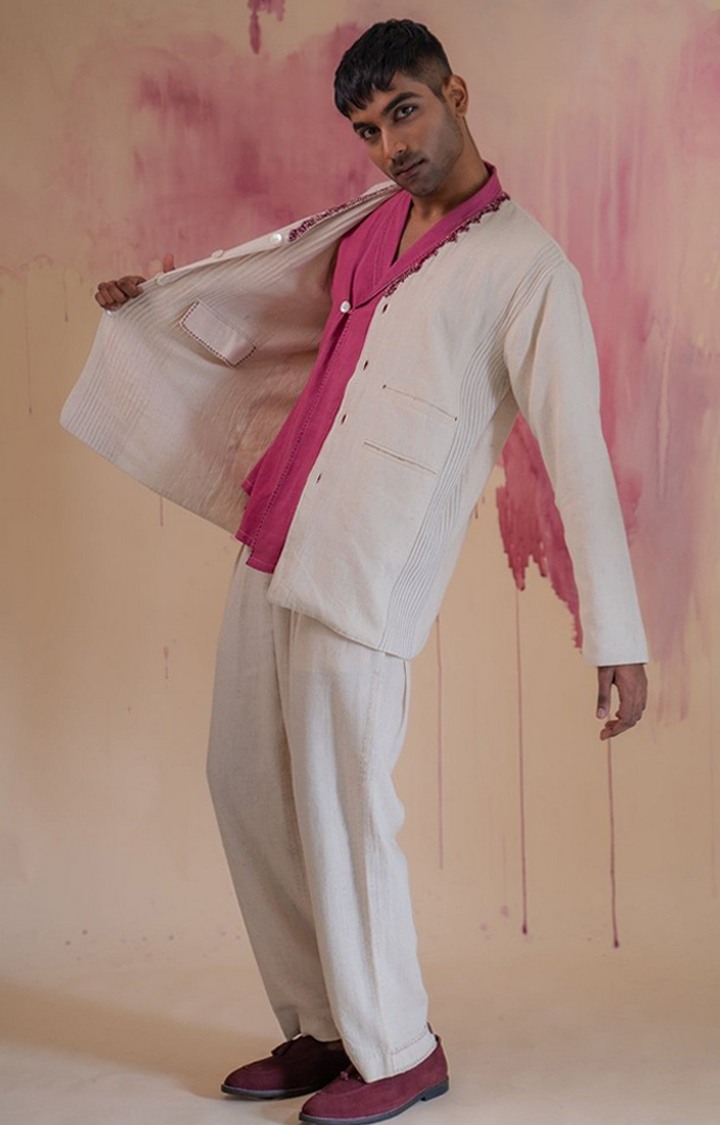 Unisex White Cotton Front Open Jackets