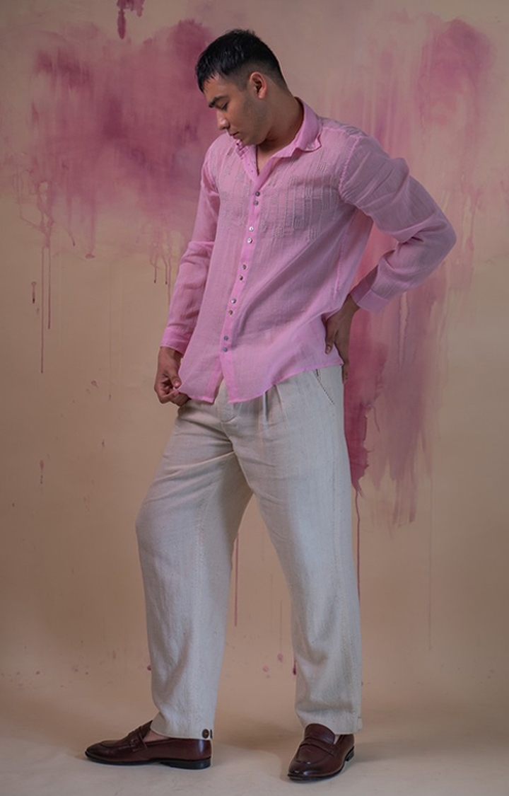 Lafaani | Unisex Pink Cotton Casual Shirts