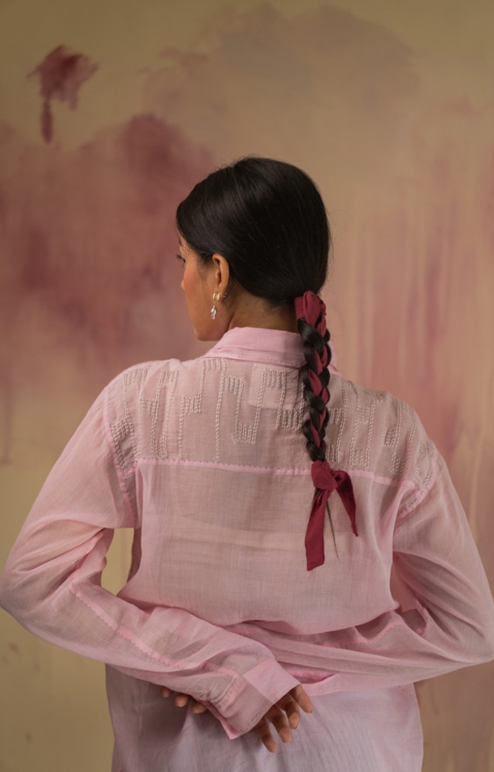 Unisex Pink Cotton Casual Shirts