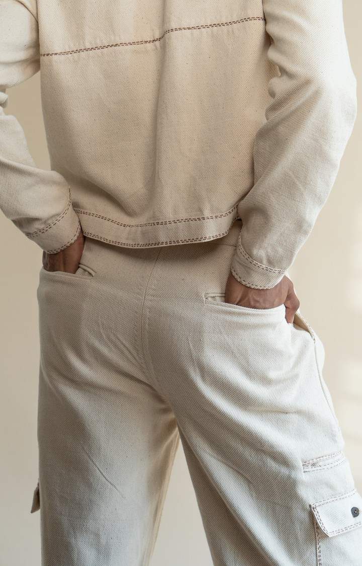 Men's White Cotton Co-ords