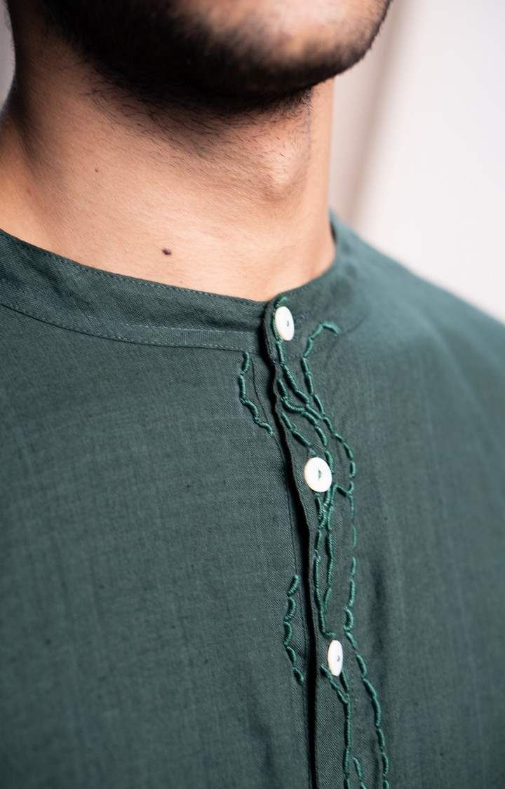 Men's Green Cotton Co-ords