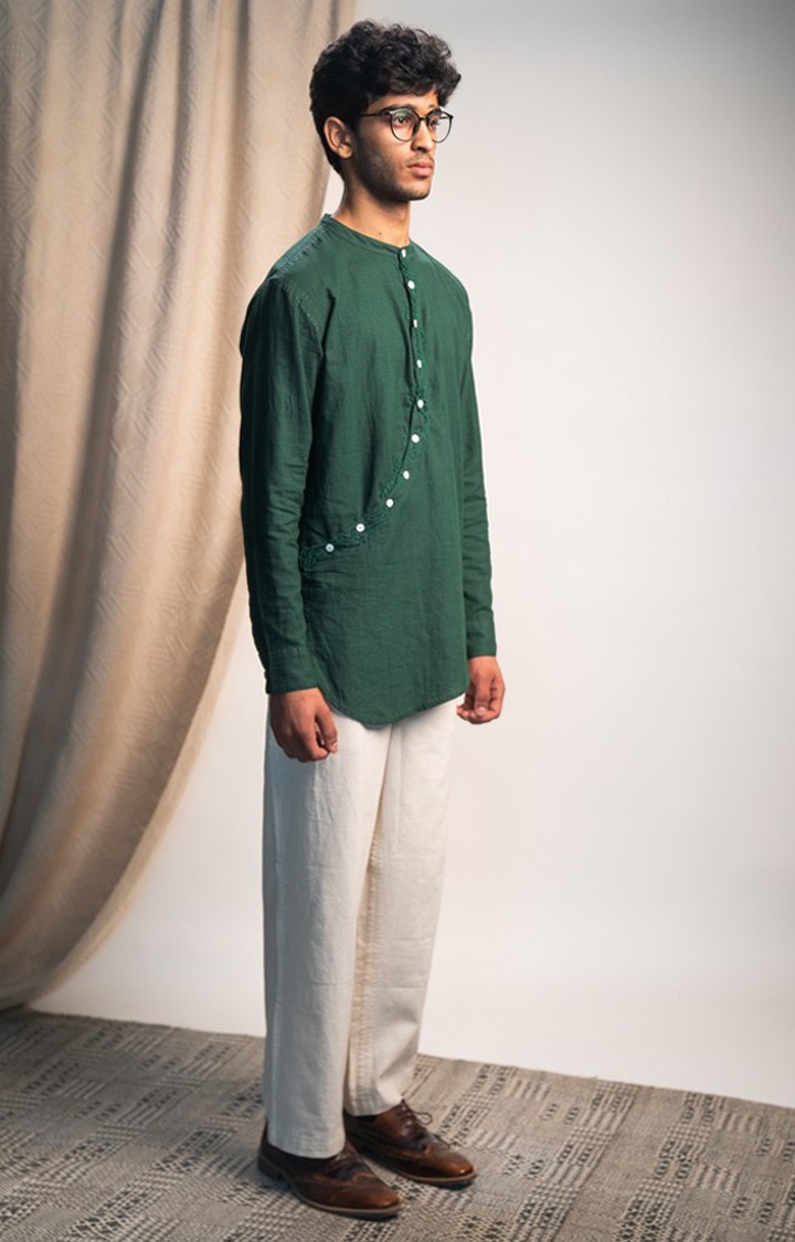 Men's Green Cotton Co-ords