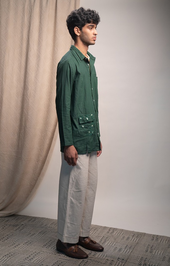 Men's Green Cotton Co-ords