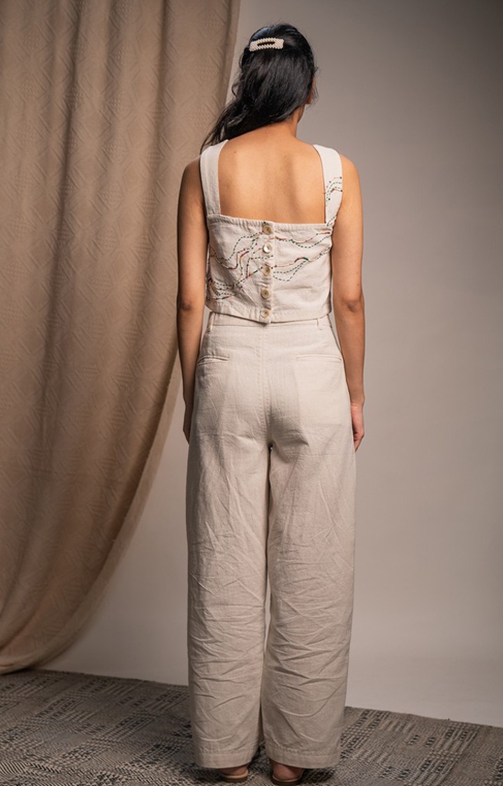 Women's Beige Cotton Co-ords