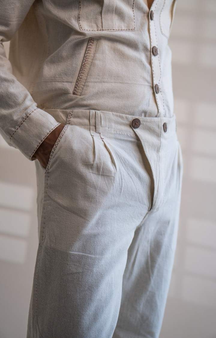Men's White Cotton Co-ords