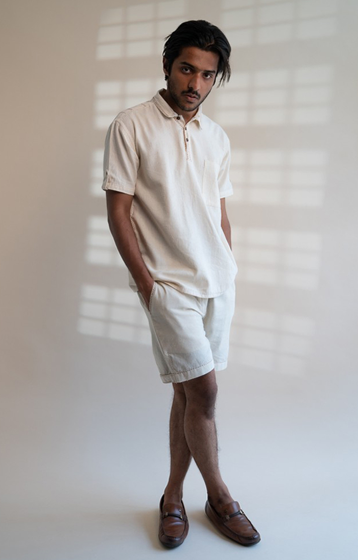 Men's White Cotton Co-ords