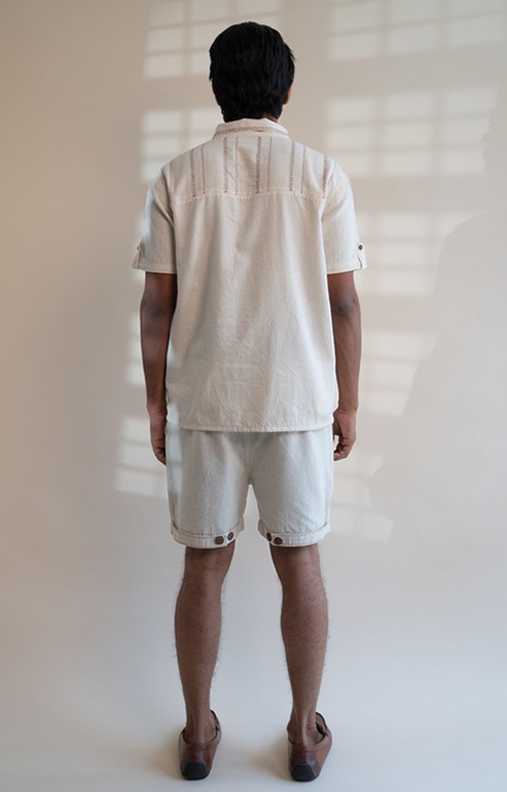 Men's White Cotton Co-ords