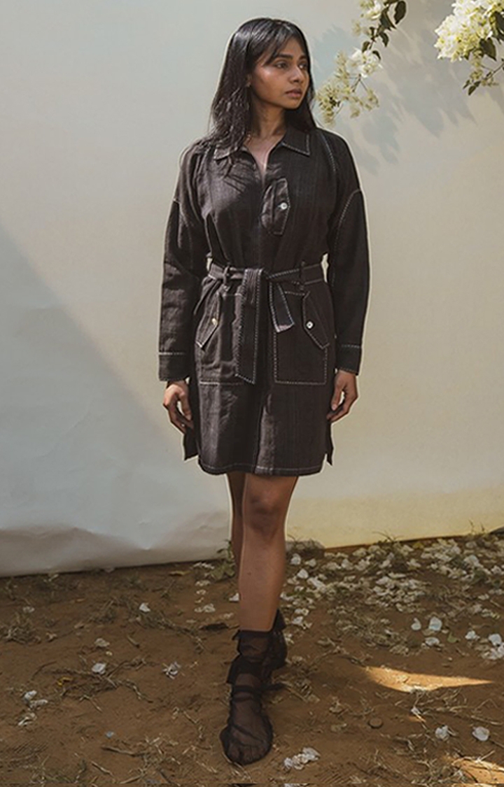 Lafaani | Women's Black Cotton Mini Dress