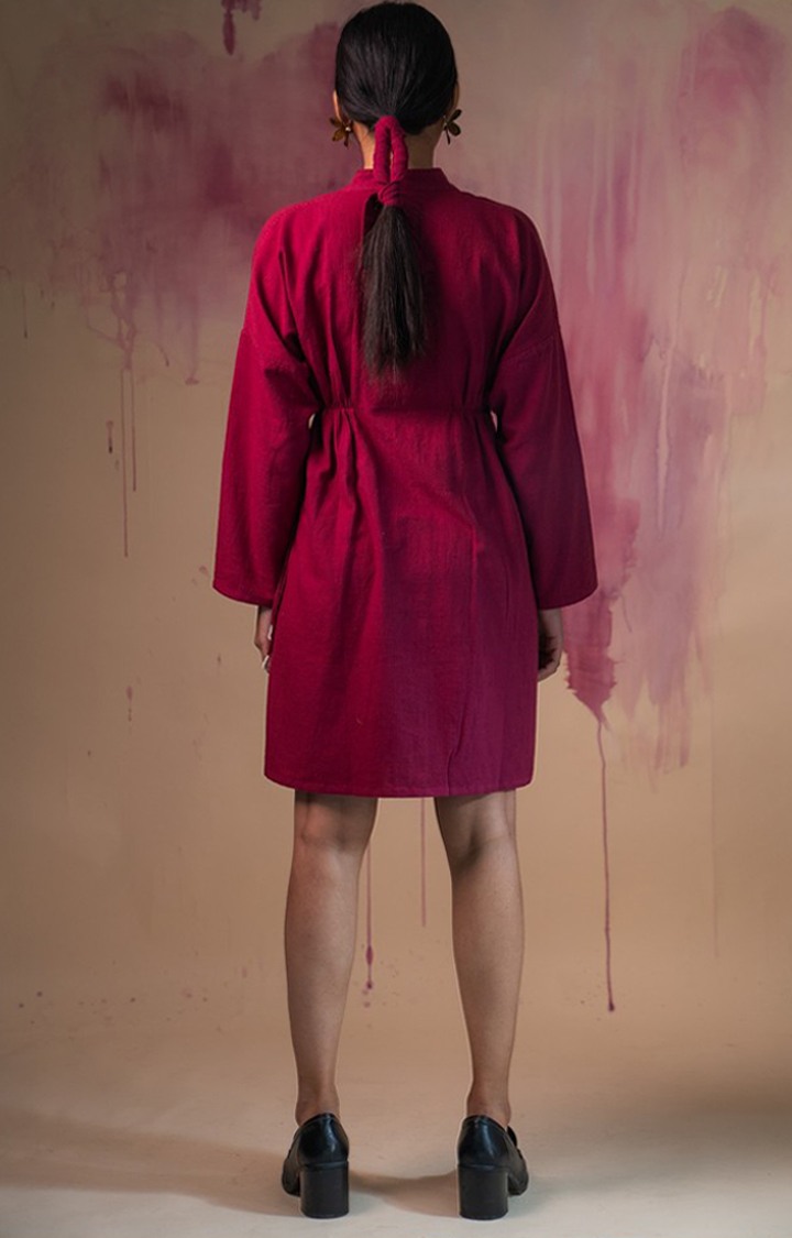 Women's Pink Cotton Shirt Dress