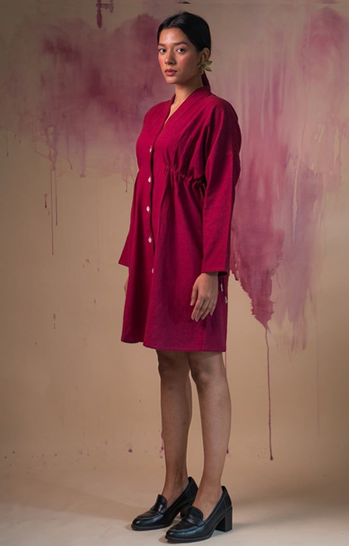 Women's Pink Cotton Shirt Dress