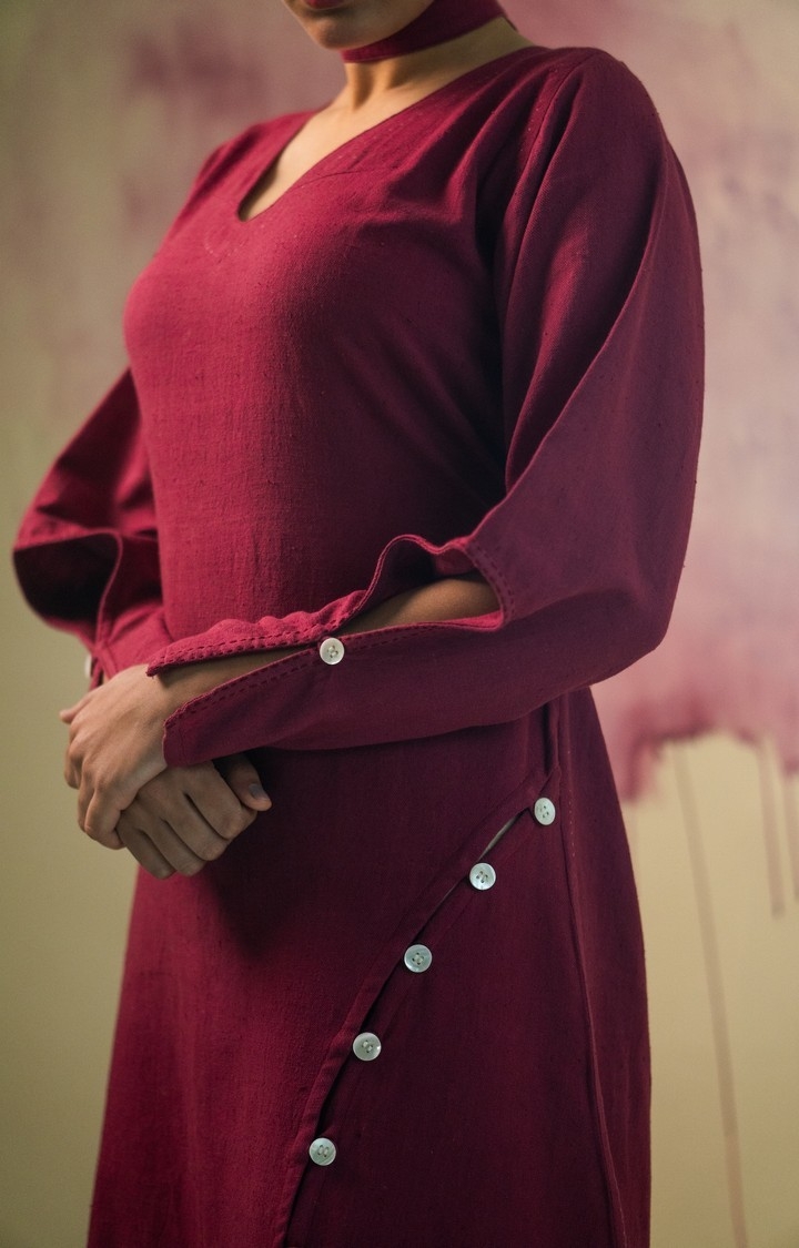 Women's Red Cotton Bodycon Dress