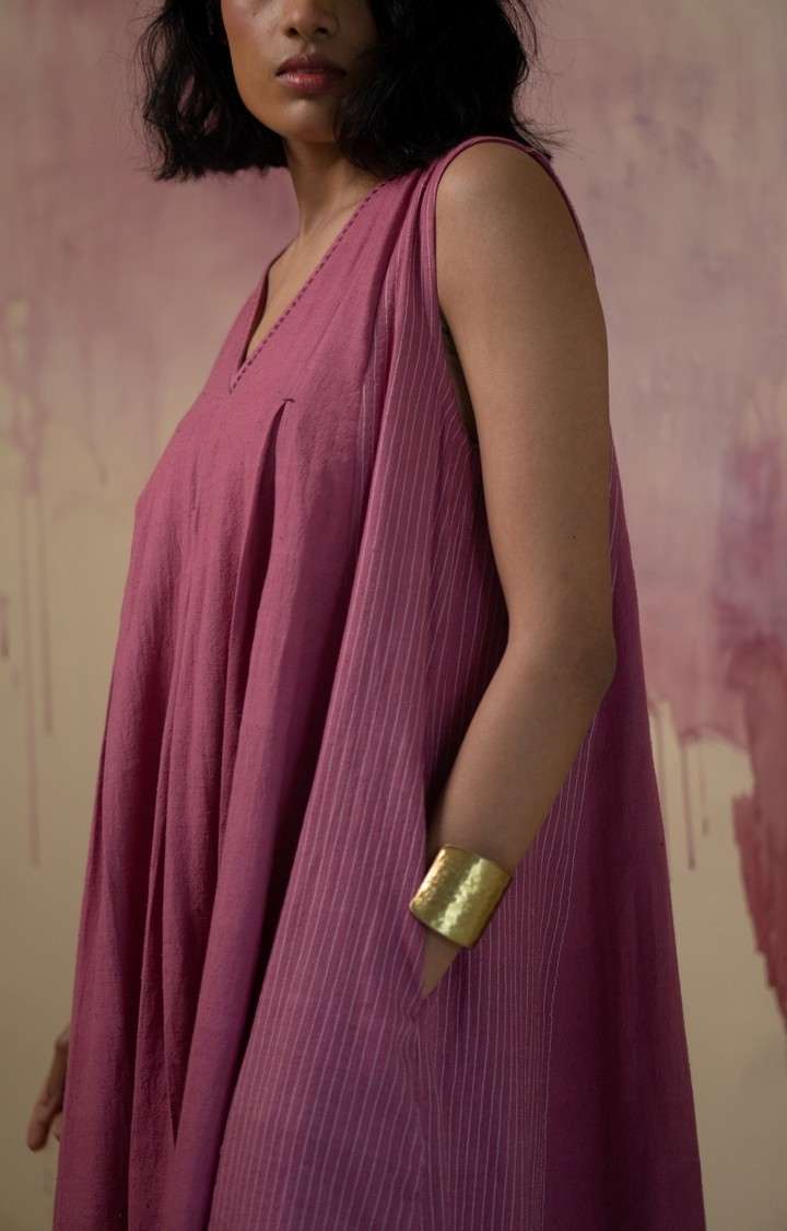 Women's Pink Cotton Maxi Dress