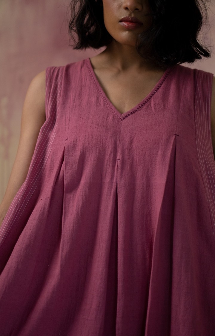 Women's Pink Cotton Maxi Dress