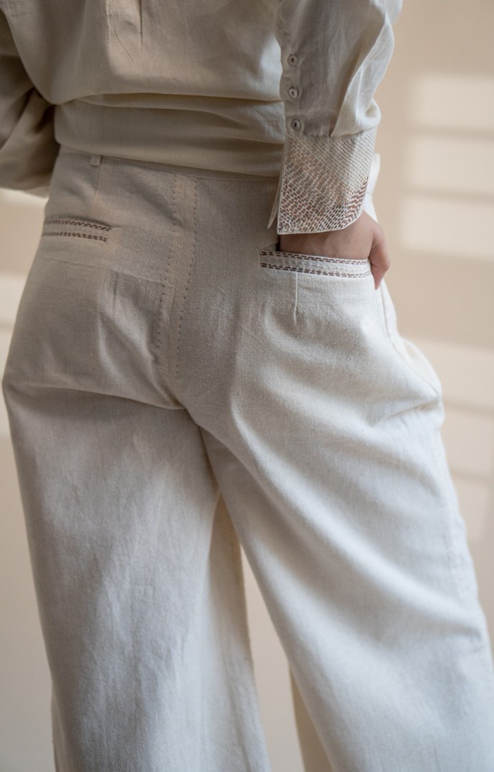 Women's Dawning White Side Slit Pant