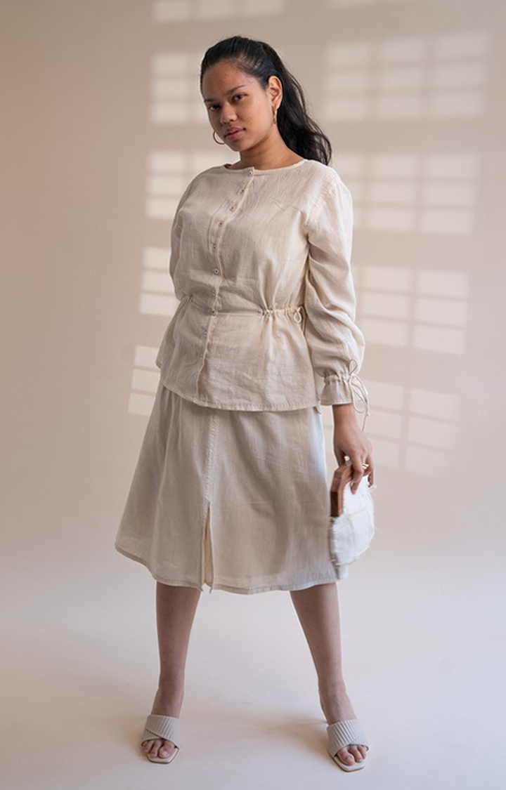 Lafaani | Women's White Cotton Peplum Top