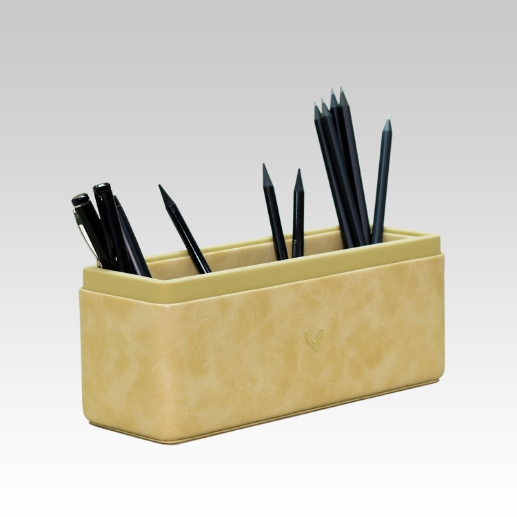 Pen/Pencil Holder | Faux Leather | Rectangular Large | Moderno | Cream