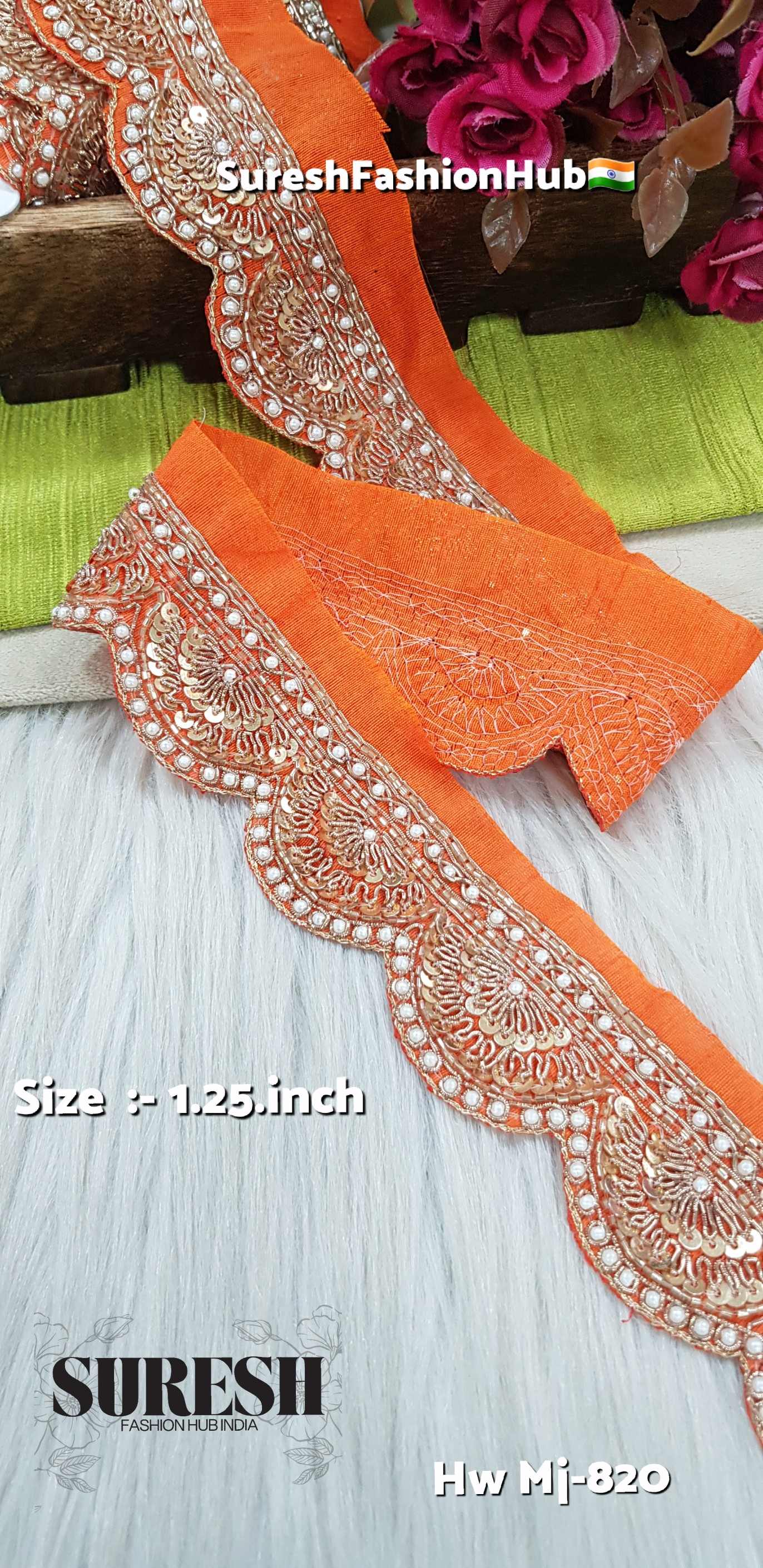 Orange ZariScallop Designer Handmade Border – Mj-820