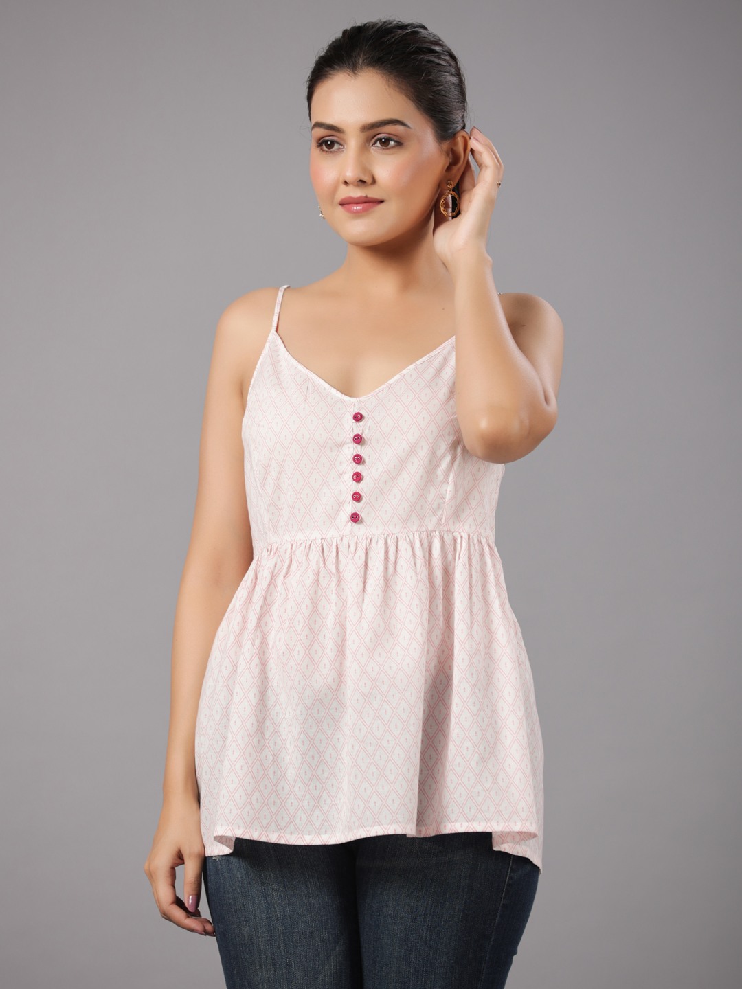 COTTON PRINTED STRAPPY TOP