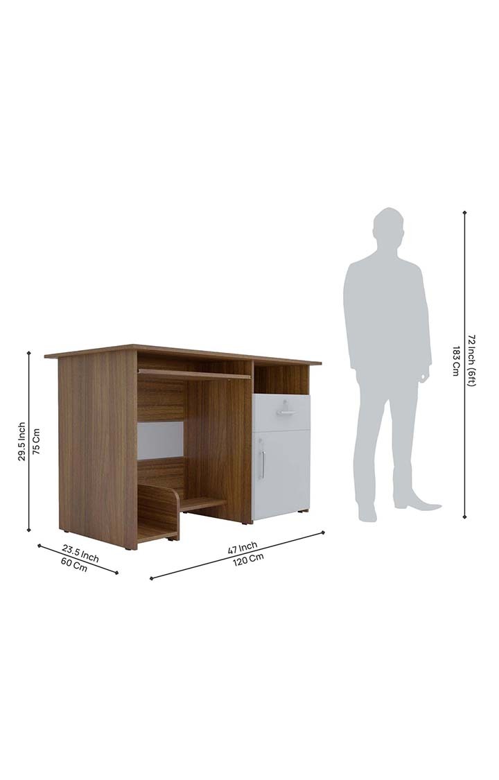 NEUDOT Danny Engineered Wood Study Table | Multi-Purpose Study Table | Computer Table for Students | Office Table with Drawers | Desk for Work from Home | 1 Year Warranty - Leon Teak