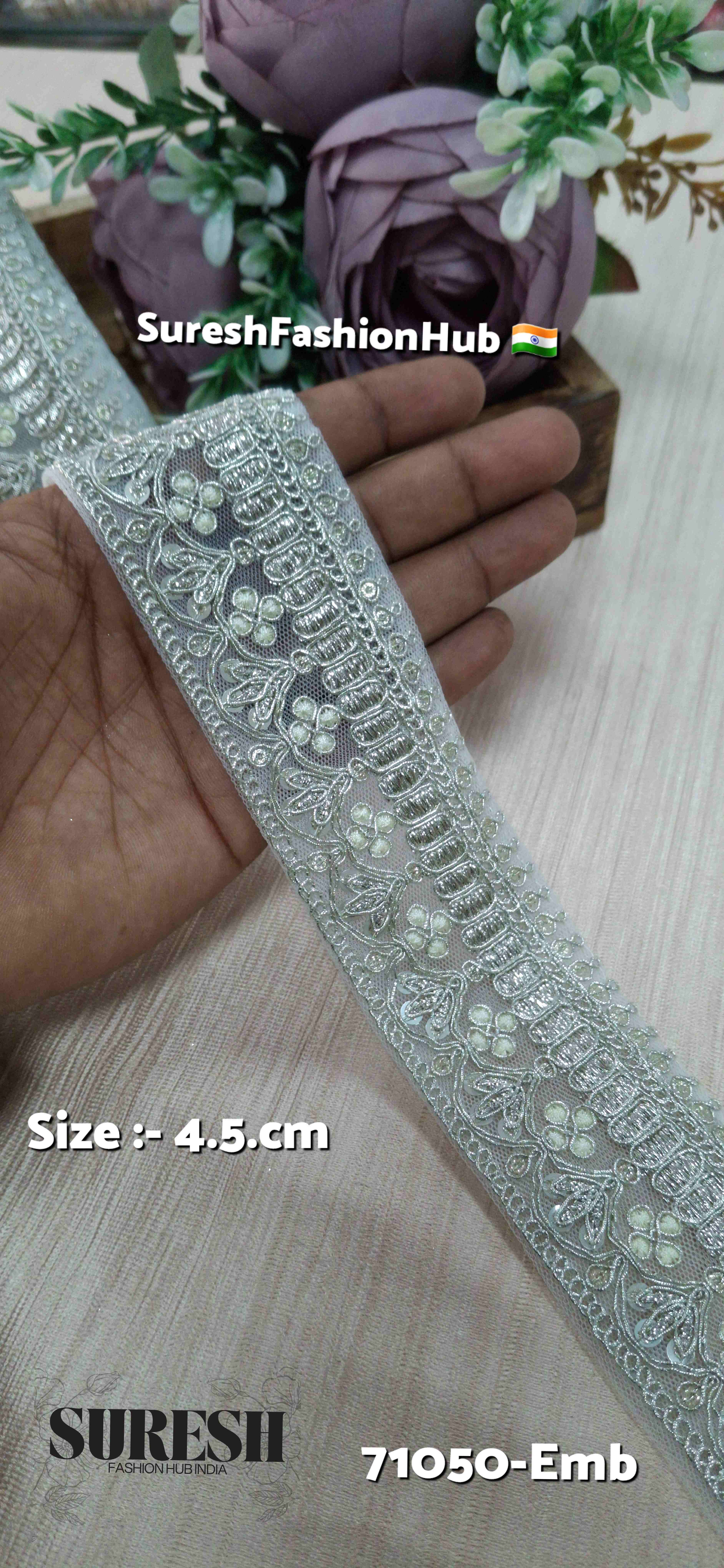 Water Silver Shimmer Embroidery Lace
