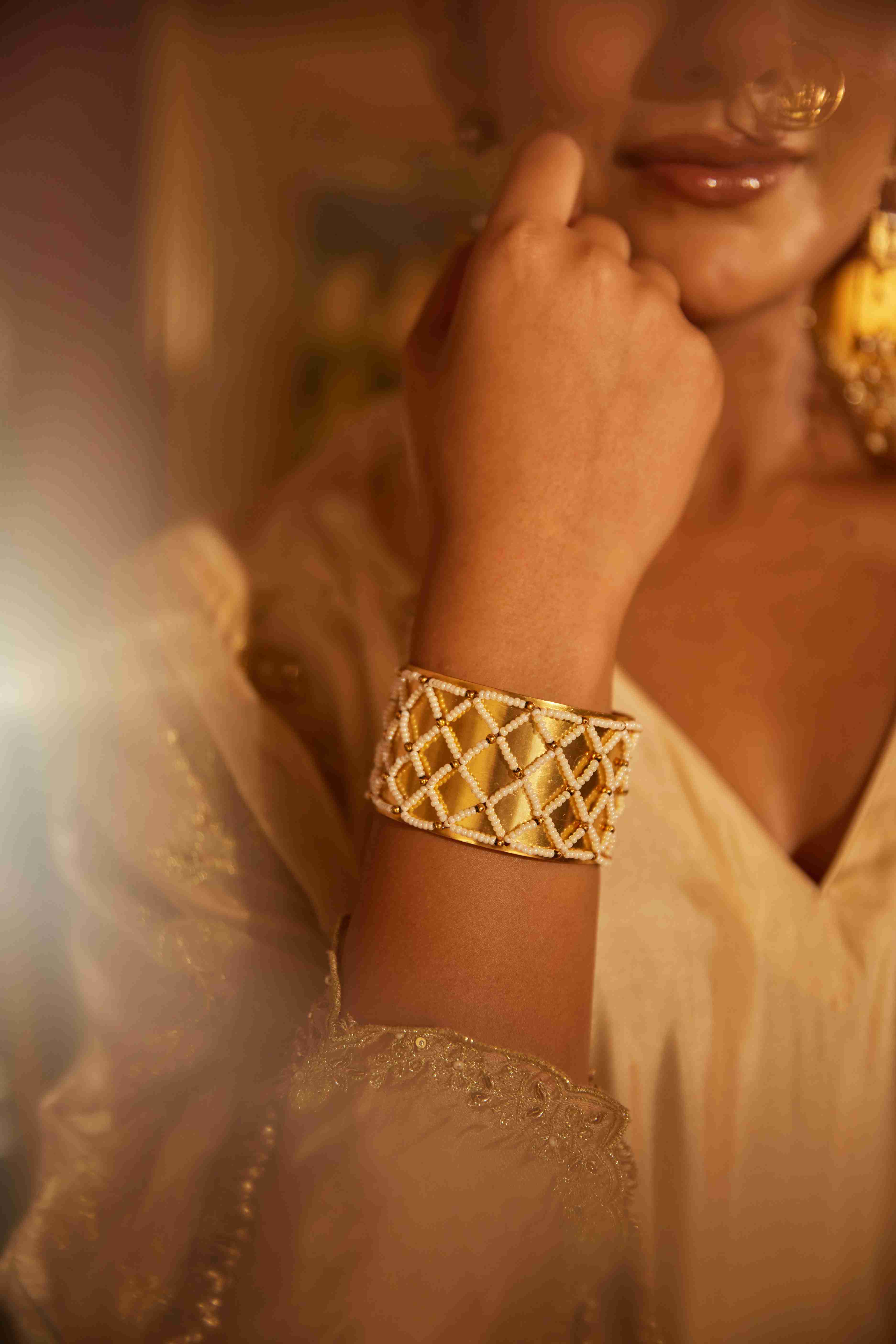 Moti Jaal-Puwai Cuff Bangle
