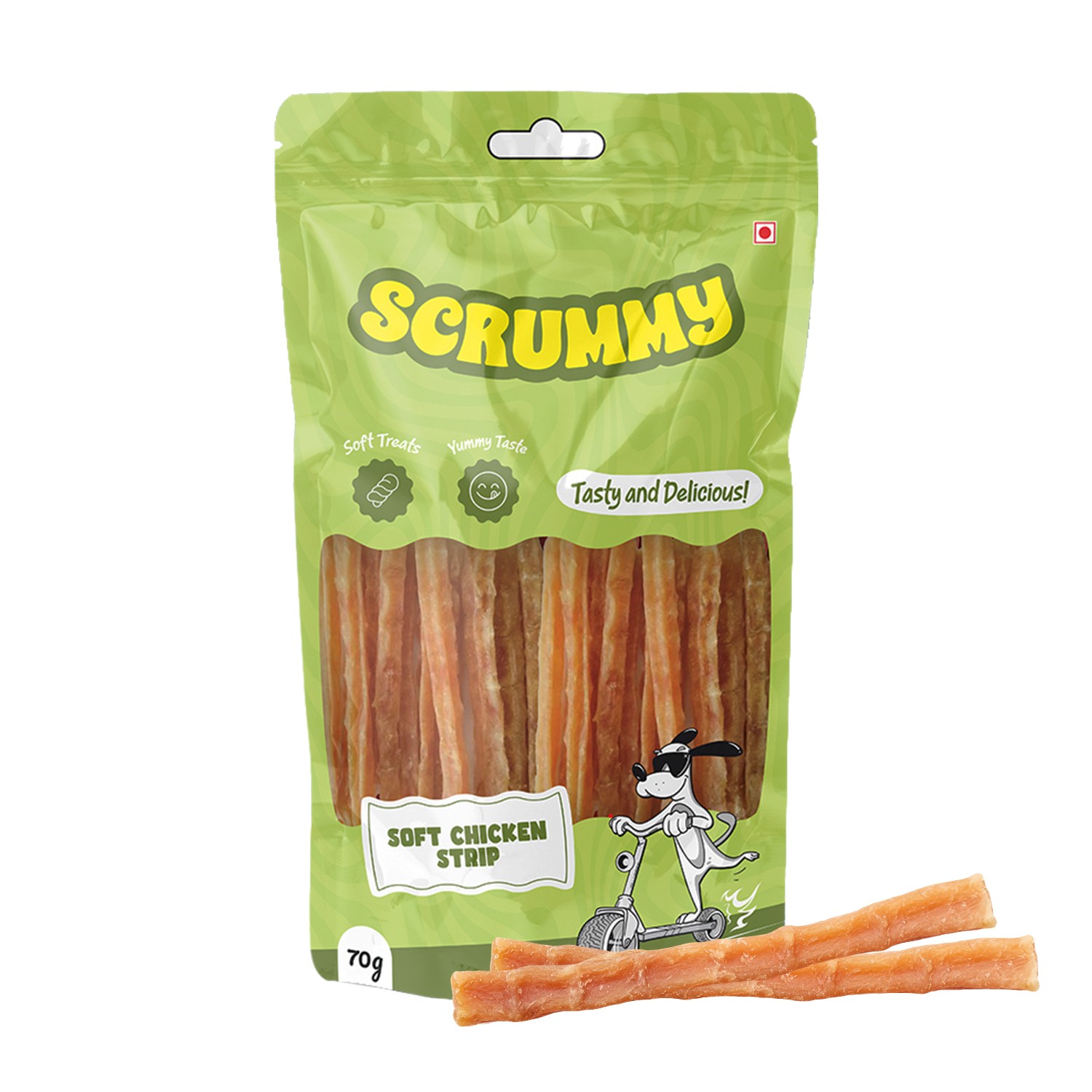 Scrummy Soft Chicken Strips Dog Treats 70g