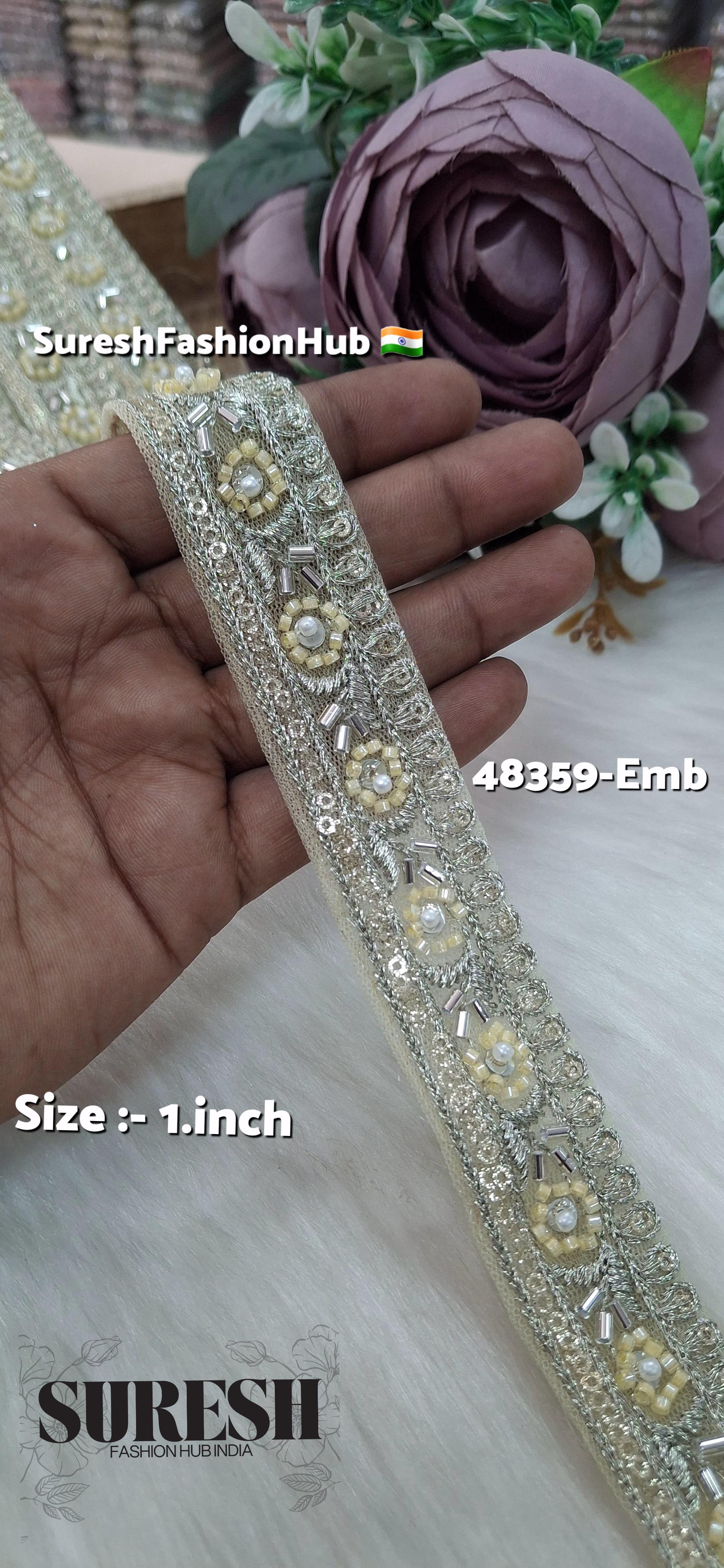 Beaded Floral Charm Net Embroidered Lace