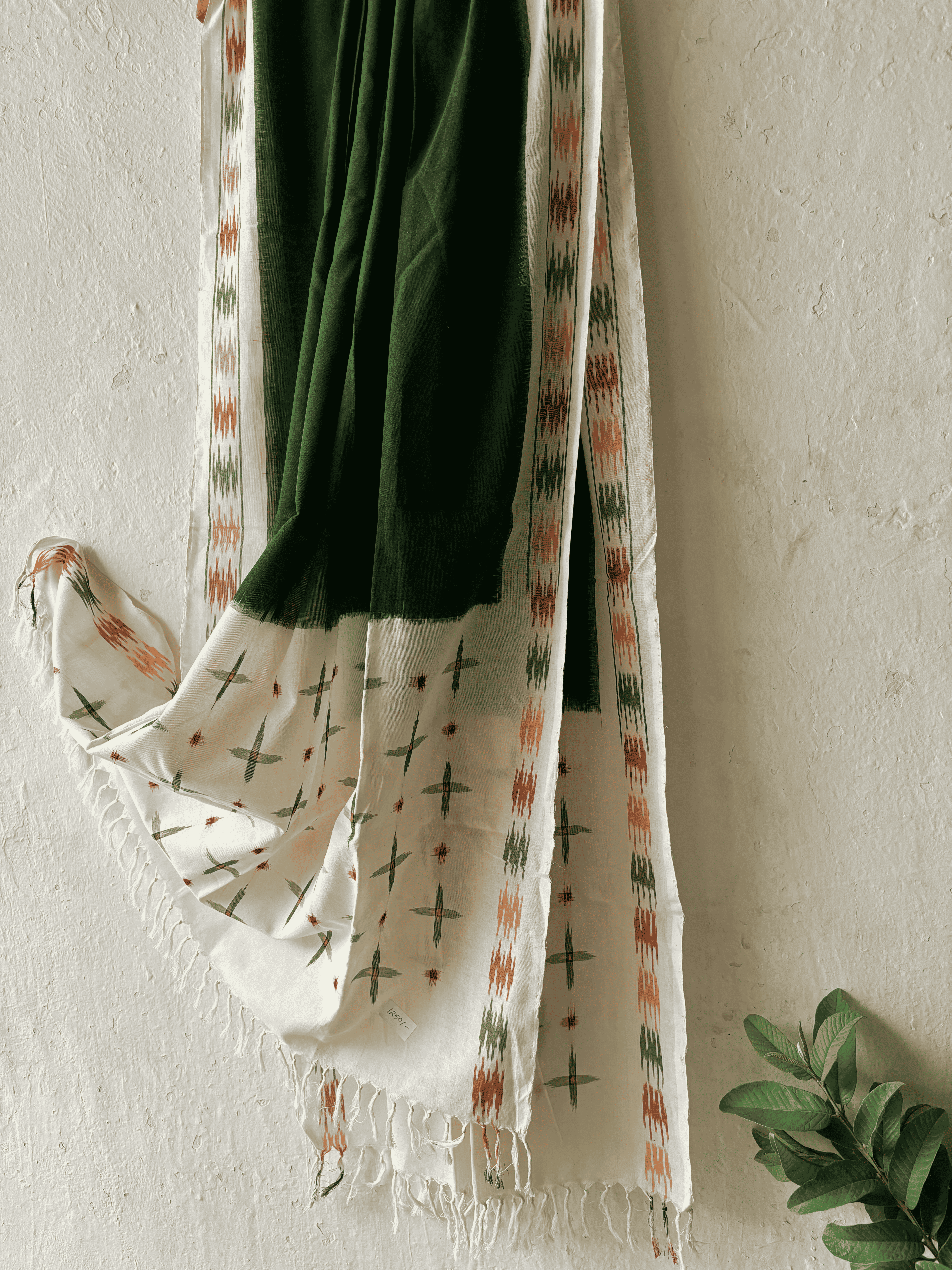 Cotton Green Plain Ikat Duppata