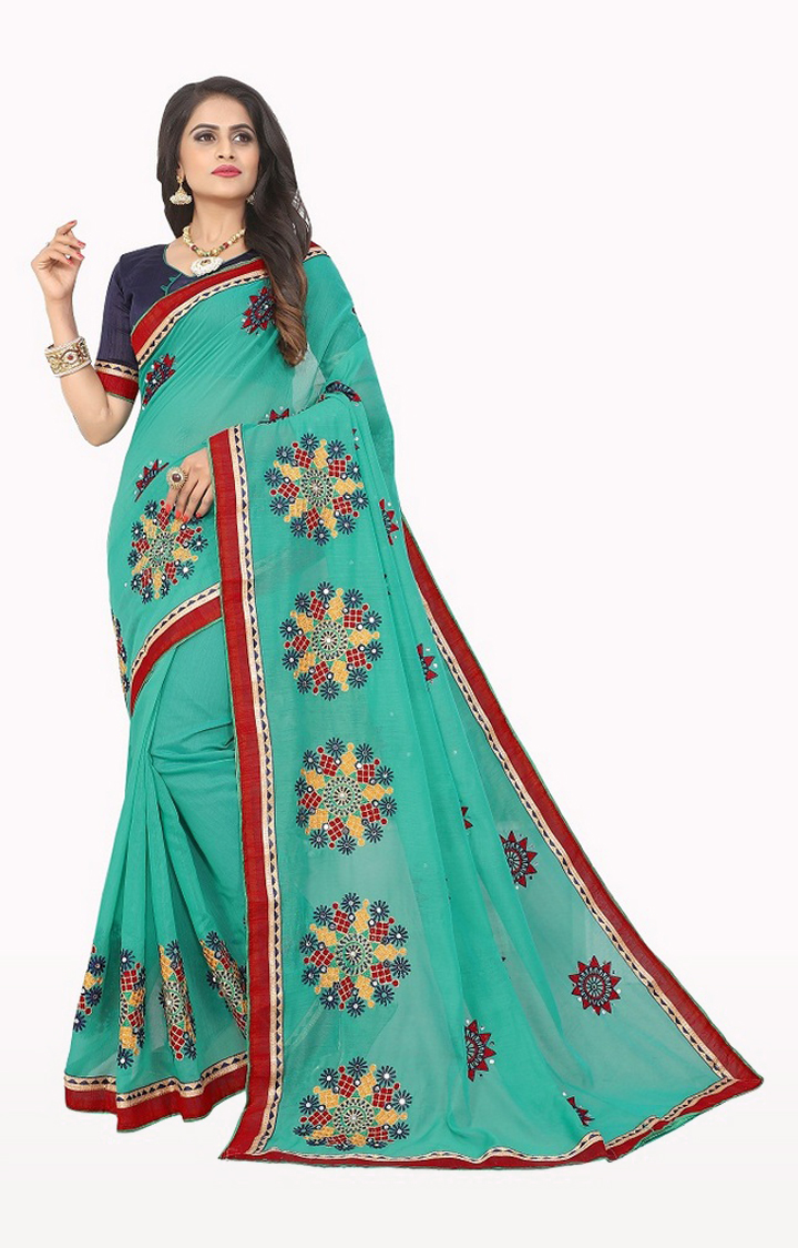 Buy Handloom cotton Silk Applique mirror work saree with Blouse piece  Online In India At Discounted Prices