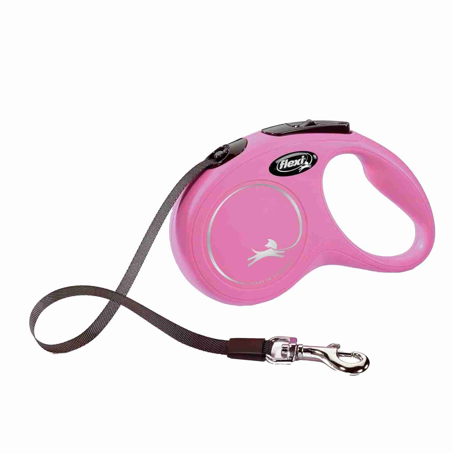 Flexi | Flexi Classic Tape Leash 5m/16ft, S upto 15 kg for Dogs (Pink)