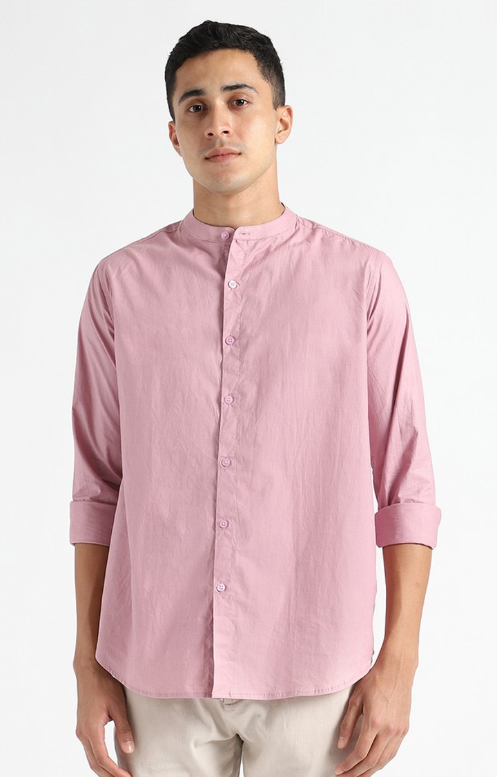 livbio | Men Purple Cotton Solid Casual Shirts 0