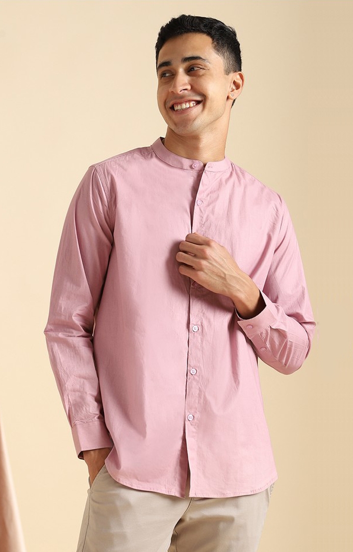 livbio | Men Purple Cotton Solid Casual Shirts 4