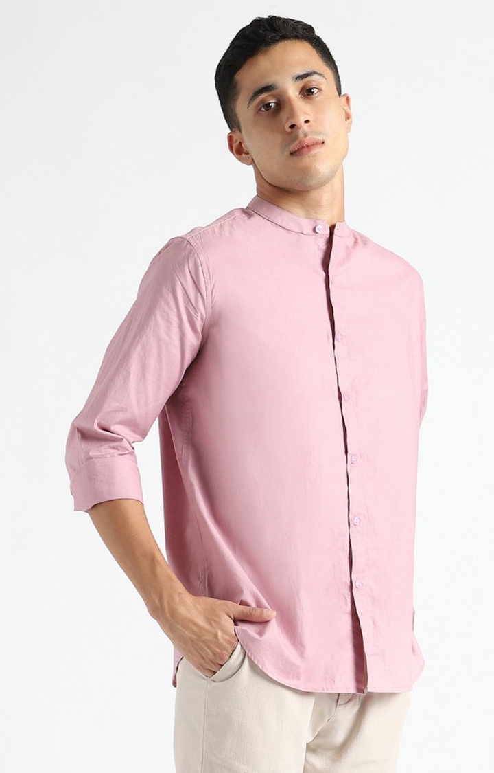 livbio | Men Purple Cotton Solid Casual Shirts 2