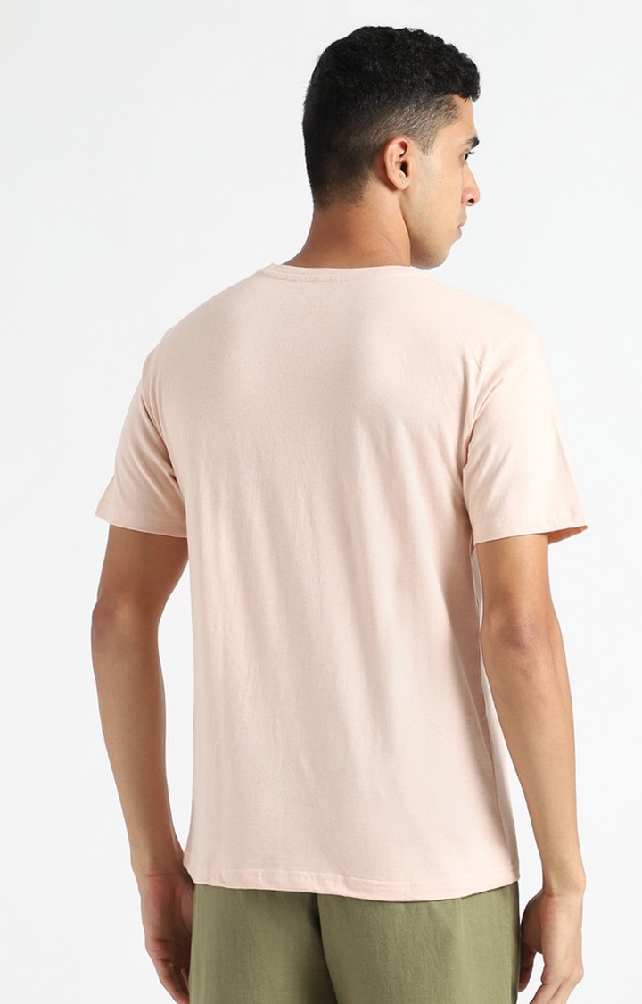 Men Pink Cotton Solid Regular T-Shirt